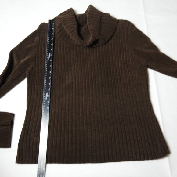 Ripple Creek Brown Chenille Cowl Neck Sweater Embroidered Floral Sleeve Sz M VTG - Picture 7 of 10